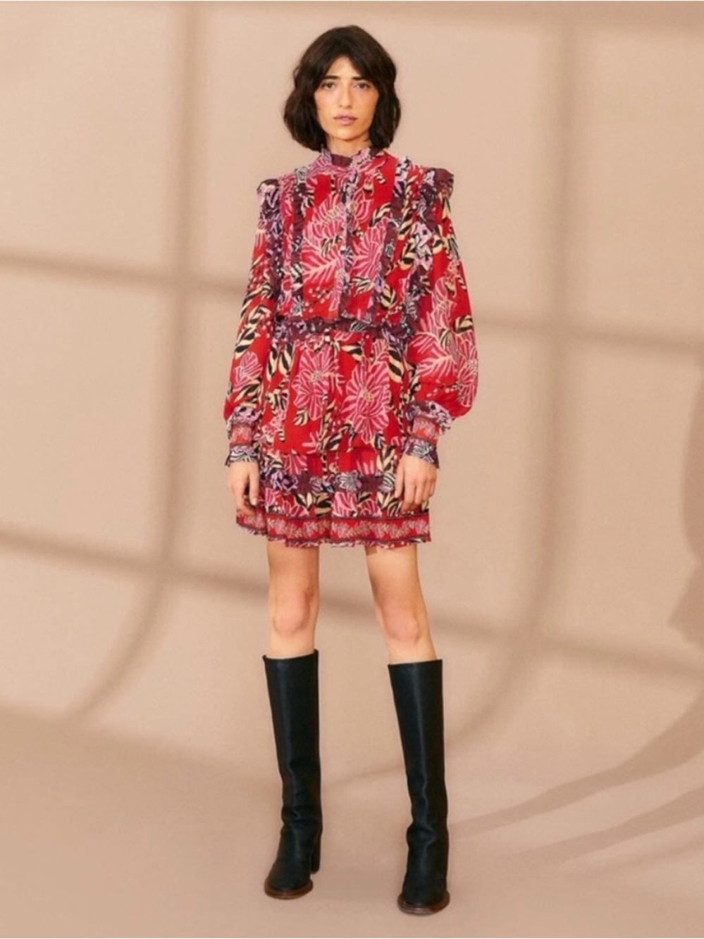 Farm Rio Floral Ruffled Tiered Mini Dress